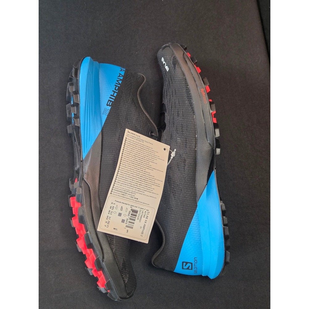 Salomon S/LAB XA Amphib‎ 2 Mens Trail Running Shoes Black Blue 407068 Size 9.5